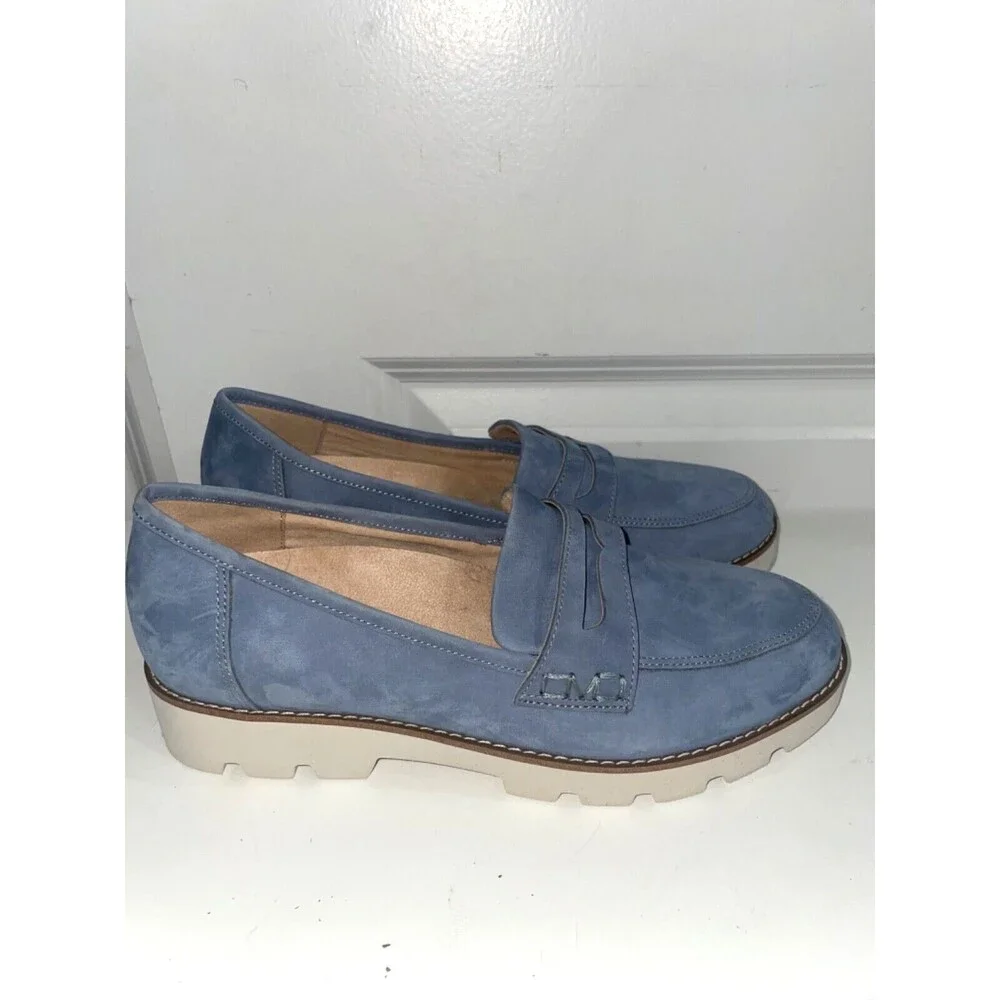 Vionic Light Blue Suede Penny Loafers - Picture 3 of 12